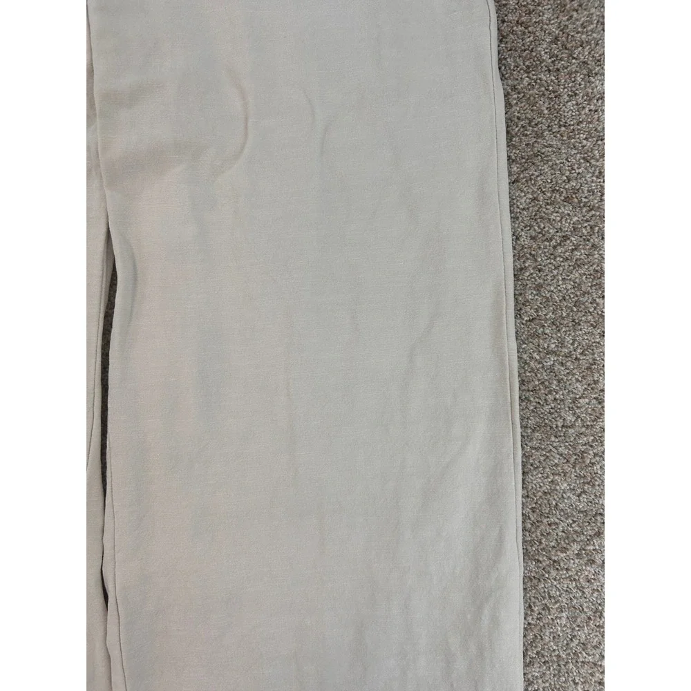Silk Linen Quiet Luxury Light Academia Wide Leg Trouser High Waisted Pant Sz 10